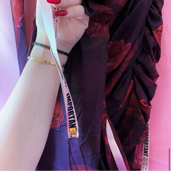 House of CB Lanetta Romantic NEW Floral Dress Medium Purple Burgundy Flower - Picture 9 of 12